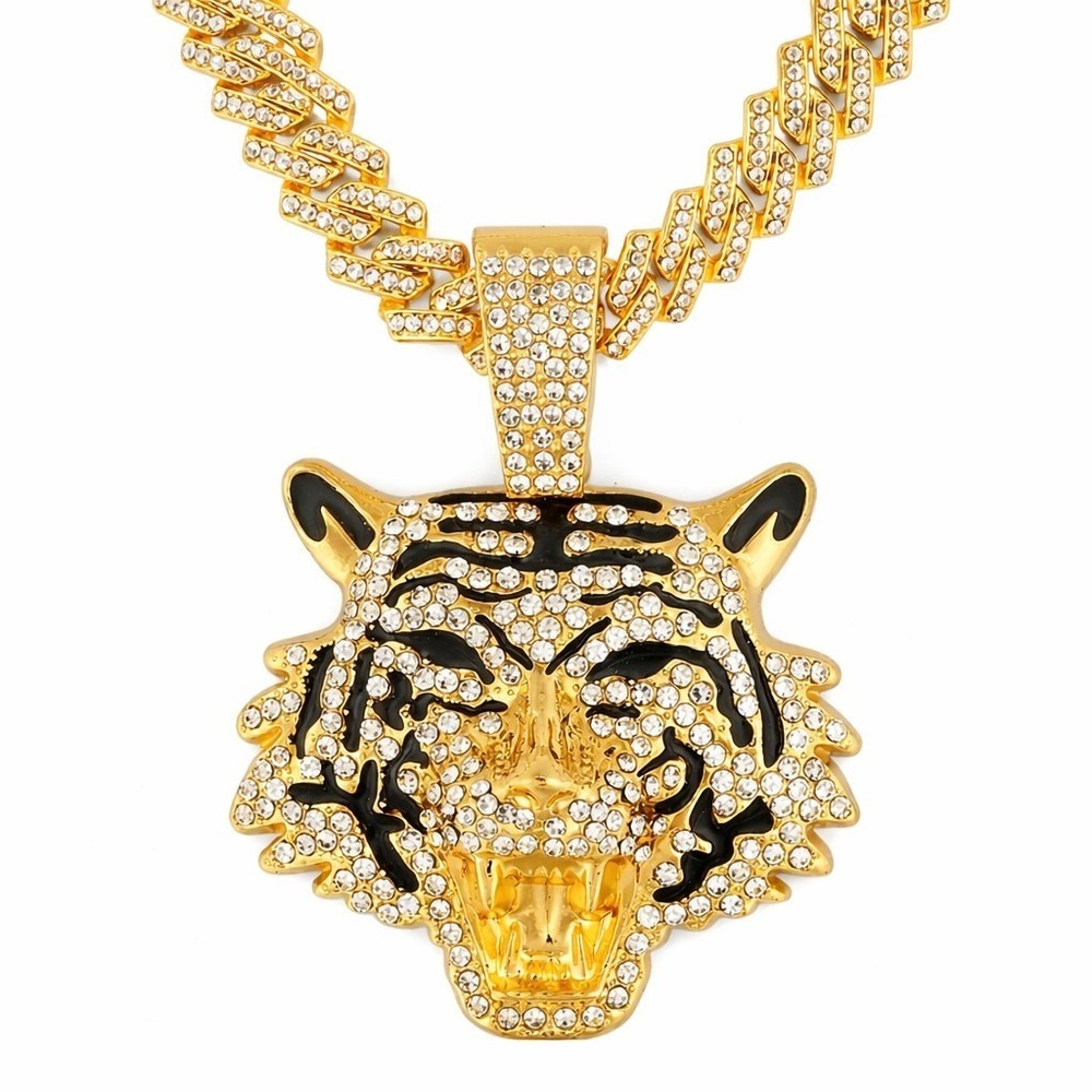NEW Invicta Elements Untamed Iced Out Pendant & Chain, Gold 21.65" Chain #976‎